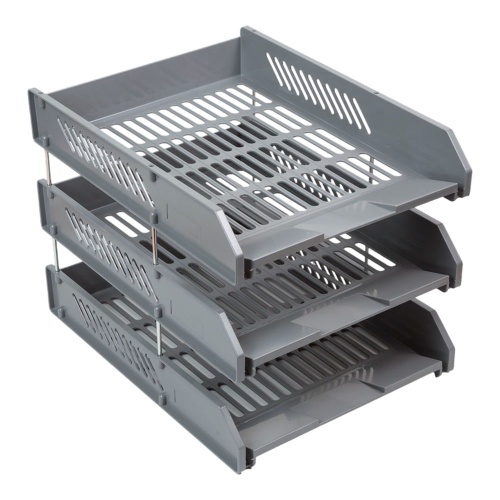 Лоток для бумаг горизонтальный 3 секции deVENTE 3040404 серый "Дава"