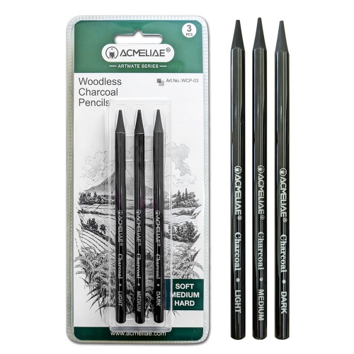 Уголь Acmeliae бездревесный Light, Medium, Dark 3шт/уп WCP-03 "Дава"