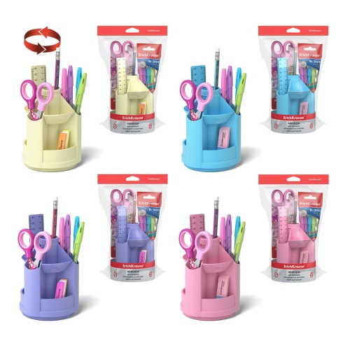 Набор канцелярский 12 предметов  ErichKrause Mini Desk Pastel 55630 ассорти из 4 цветов "Дава"