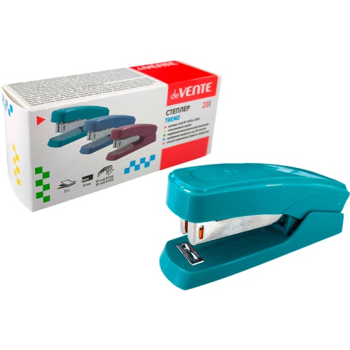 Степлер №24/6, 26/6 на 20 л deVENTE Trend изумрудно-бирюзовый 4142508  "Дава"