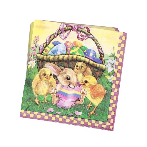 Салфетки бумажные цветные 33*33см 20шт/упак 2сл. Пасхальная корзина 10066045 "Дава"