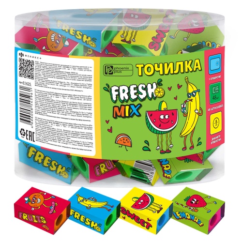 Точилка пластиковая Феникс+ ФРУКТЫ 64543 "Дава"