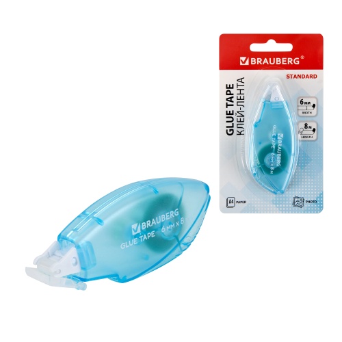 Клей-лента 6мм*8м BRAUBERG STANDARD 273027    "Дава"