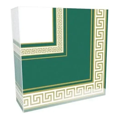 Салфетки бумажные цветные 33*33см 20шт/упак 3сл. Veiro с рисунком Эллада изумруд "Дава"