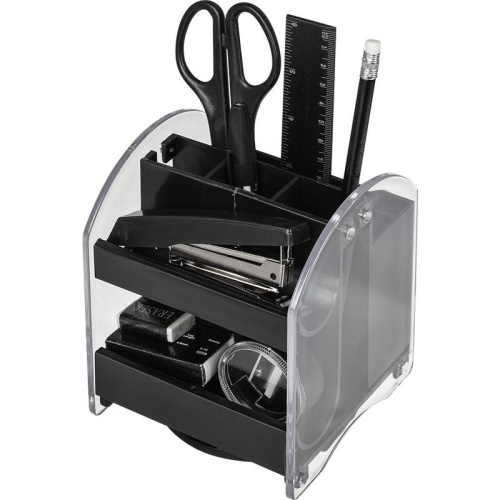 Набор канцелярский 10 предметов Attache прозрачный/черный, вращающийся 971894 "Дава"