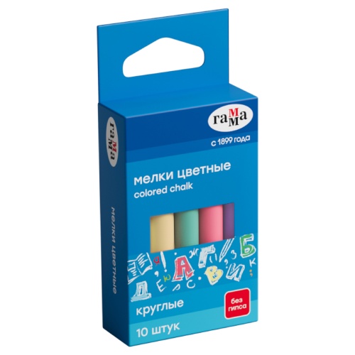 Мелки цветные 10цв. Гамма мягкие круглые 909193 "Дава"