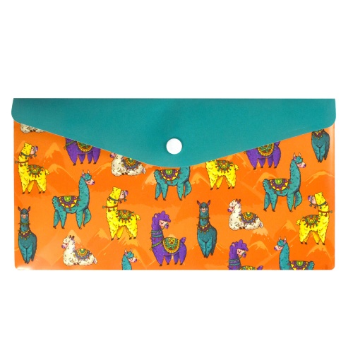 Папка пластиковая на кнопке 26*14см Феникс+ Альпаки 53210 "Дава"