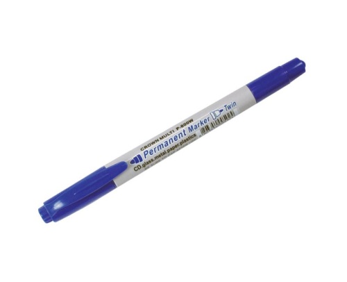 Маркер перманентный двусторонний Crown Multi Marker Twin 2/1мм синий P-800W             "Дава"
